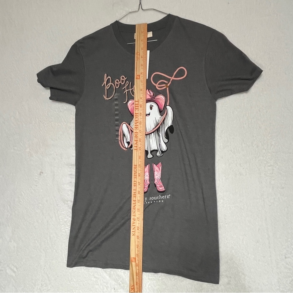 SIMPLY SOUTHERN Womens Tshirt Halloween Boo Haw Ghost Gray Size Small - Picture 6 of 7